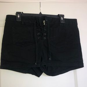 black jean shorts